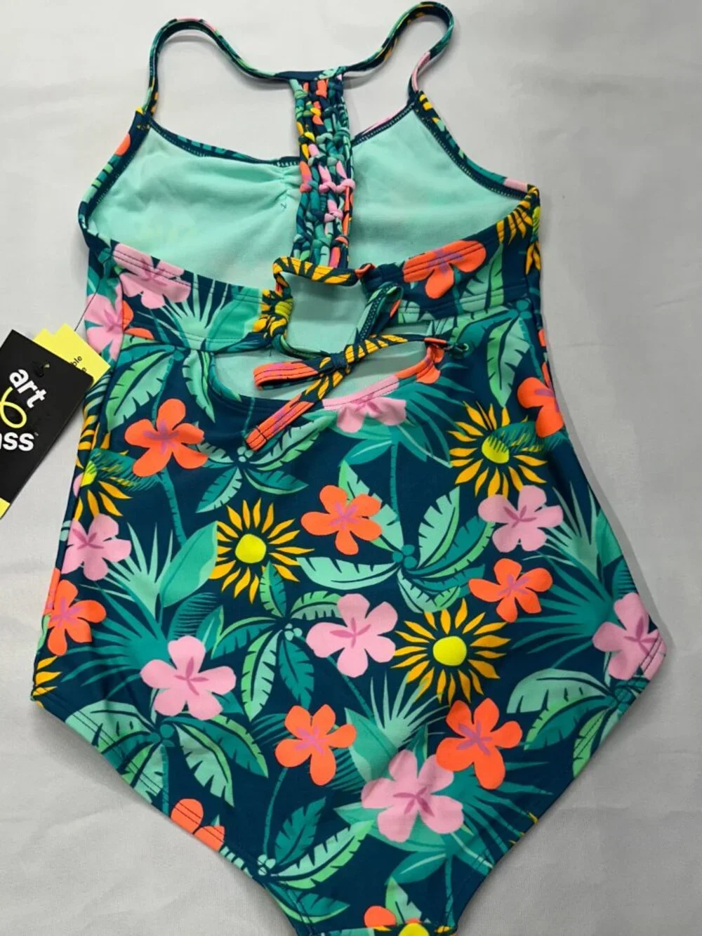 Art Class Girls Tropical Floral One Piece Swimsuit M 8 NWT